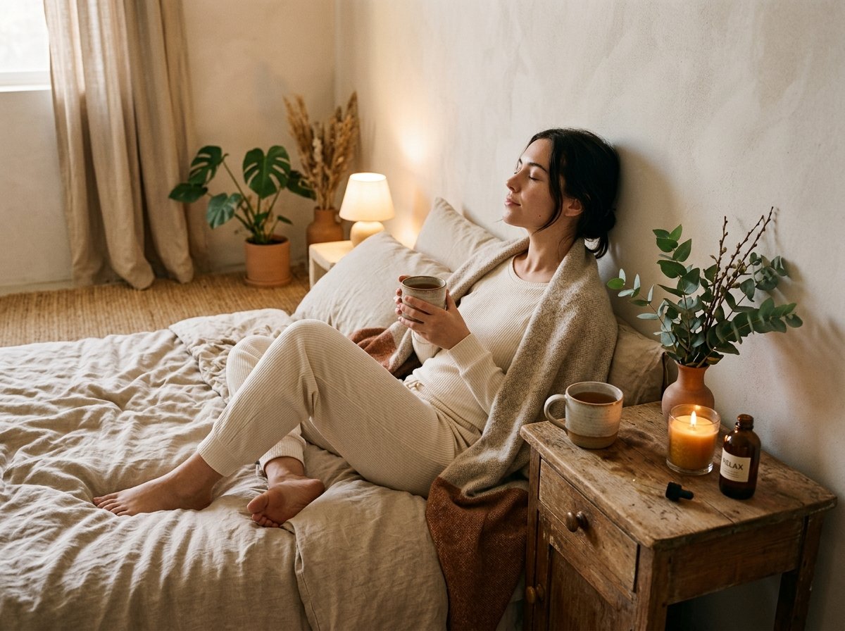 Peaceful evening relaxation and restful sleep ritual